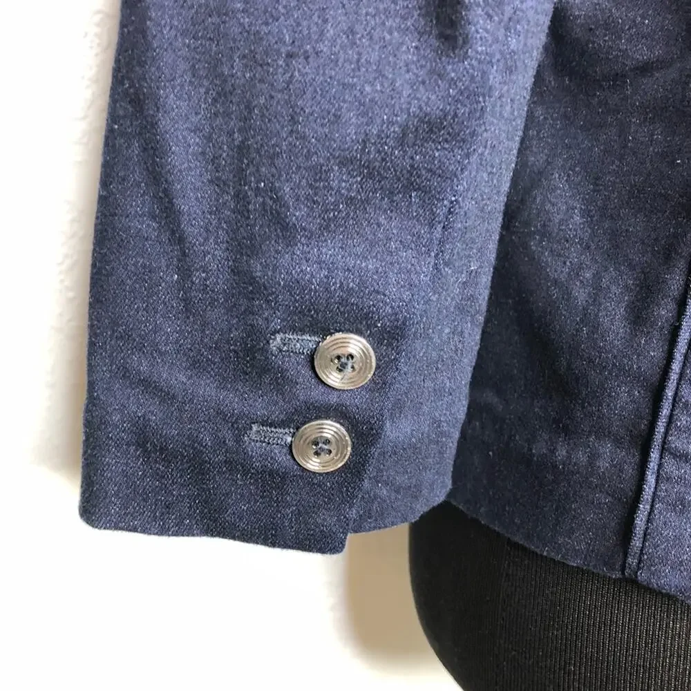 WHBM dark blue denim blazer jacket size 4
